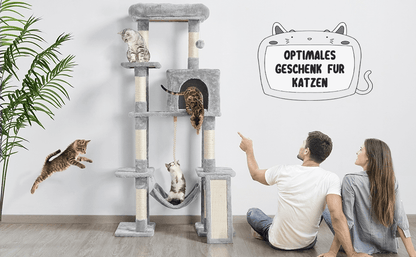 Costoffs Kratzbaum 160cm Stabiler Katzenkratzbaum Katzenbaum mit Katzenhöhlen und Plattformen Spielhaus für Katzen