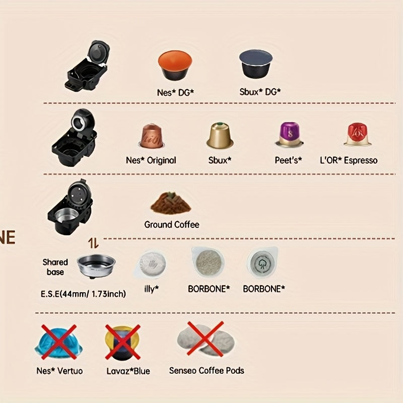 Vatertagsgeschenk, CAFELFFE MK-603 Kapsel Kaffeemaschine, 20 Bar Espressomaschine, Heiß- und Kaltkaffee, Kompatibel mit NS/DG/ESE Kapseln und gemahlenem Kaffee, 0.6L Abnehmbarer Wassertank, Automatische Abschaltung, Ideal für die Küche zu Hause und als Ge