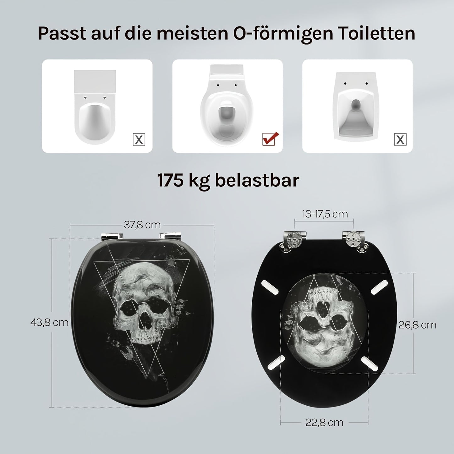 1 Stk. WC-Deckel mit Soft-Close, Familiensitz WC-Deckel, mit Schnellverschluss WC-Deckel, montiert von oben oder unten, O-förmig