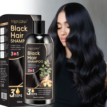 3-in-1 Schwarzes/Kastanienbraunes/Braunes Haarfarben-Shampoo, Haarfarbe und Spülung, Natürliche Kräuter Inhaltsstoffe, Deckt Grauheit auf, Feuchtigkeitsspendend, Ingwerextrakt, Langanhaltend, Unisex, Geeignet für alle Haartypen. Reisegröße, Halloween-Gesc