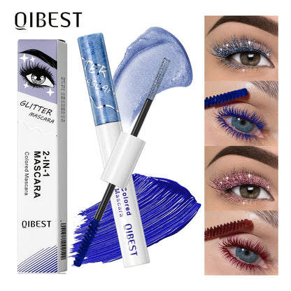 Flauschige Mascara, Bunte Glitzer-Mascara, Wischfest, für Schwung und Länge, Wasserfest und Langanhaltend, Volumen, Länger und Schwung, Formel, Langanhaltender Glanz, Bezaubernder Glanz, Pinsel für einfache Anwendung, Ganztägiger funkelnder Charme