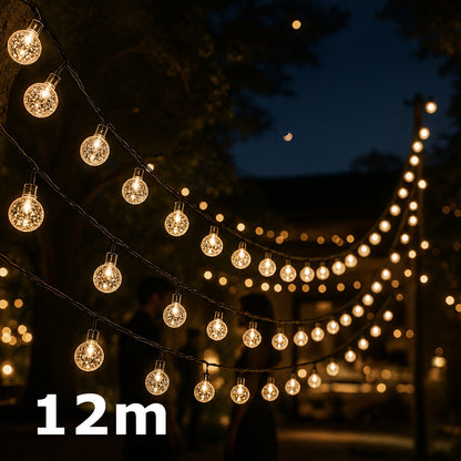 Solar-Kristallkugel-Lichterkette, intelligente Solar-Lichterketten für den Außenbereich, RGB-farbwechselnde Kugelleuchten für Garten, Terrasse, Hof, Weihnachten, Hochzeit, Ramadan, Wohnwagen, Party-Dekoration, IP44