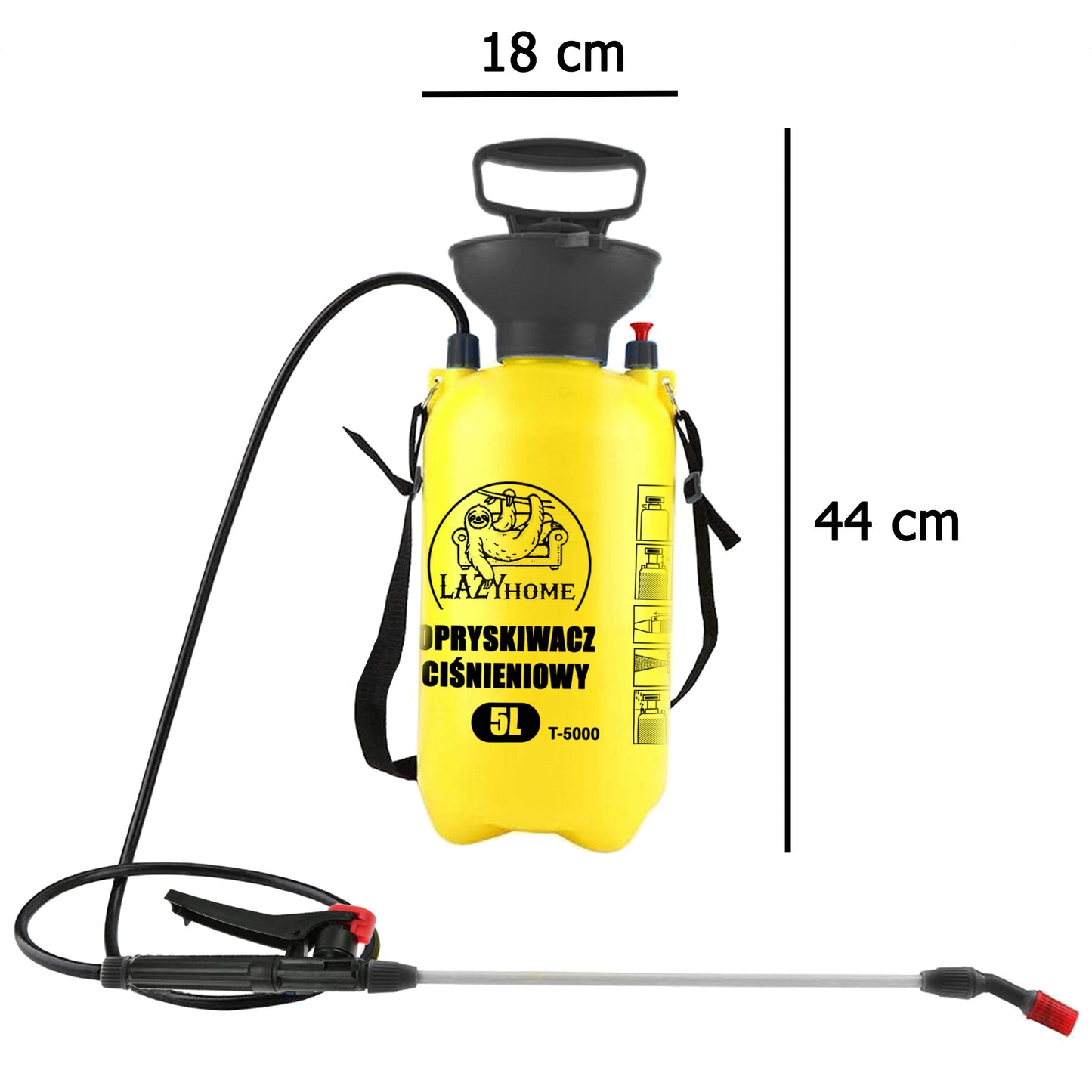 LAZYhome Druck-Gartenspritze 5L / 8L Handgerät mit verstellbarem Langlanze | Pflanzen-, Garten-, Schrebergarten- und Gewächshausespritze | Effiziente Pumpe, Strahlverstellung, bequemer Tragegurt | Leichte und langlebige Spritze für Düngemittel, Pflanzensc