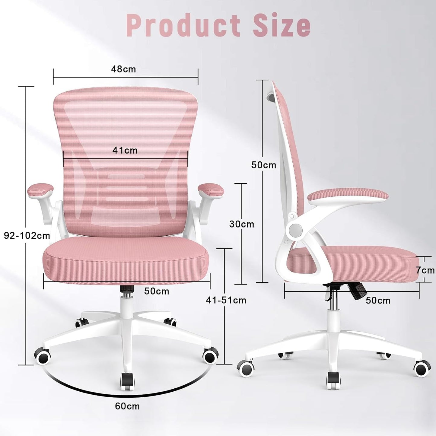 GartistGo Bürostuhl Ergonomischer Schreibtisch mit 90° Flip-up Armlehne Lendenwirbelstütze, höhenverstellbarer Stuhl, Executive Swivel Computer gepolsterte Sitzkissen für Haus/Büro