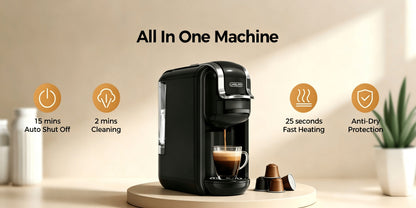Vatertagsgeschenk, CAFELFFE MK-603 Kapsel Kaffeemaschine, 20 Bar Espressomaschine, Heiß- und Kaltkaffee, Kompatibel mit NS/DG/ESE Kapseln und gemahlenem Kaffee, 0.6L Abnehmbarer Wassertank, Automatische Abschaltung, Ideal für die Küche zu Hause und als Ge