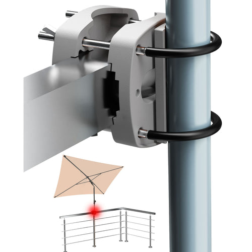 Lindenstein Sonnenschirmhalter Balkongeländer – Funktionale Sonnenschirm Halterung Balkon, Schirmhalterung Balkongeländer ersetzt Sonnenschirmständer Balkon – Flexibel montierbar (Anthrazit/Schwarz/Taupe/Sandbraun)
