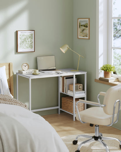 Tisch, Computertisch, Bürotisch, 100 x 50 x 76 cm, moderner Stil, für Arbeitszimmer, Schlafzimmer, Wohnzimmer，Ahornweiß，Ebenholzschwarz