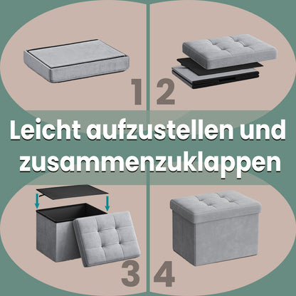 Sitzhocker mit Stauraum, Hocker Samt, klappbarer Fußhocker, Aufbewahrungsbox mit Deckel, für Eingangsbereich
