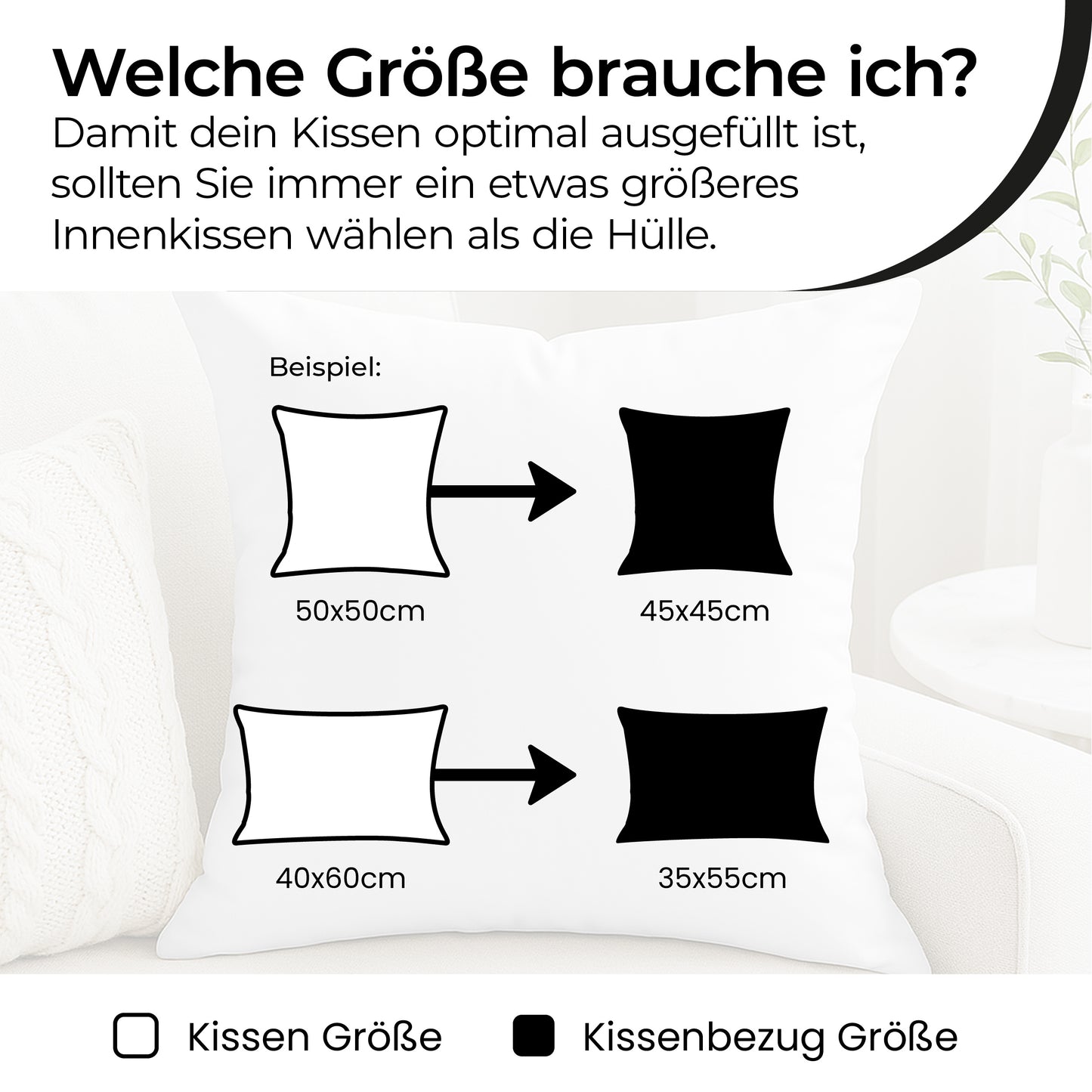 4er-Set Kopfkissen bzw. 4 Stück – Ideal als Bett- und Dekokissen – mit Reiß verschluss für Füllung – Perfekt als Sofakissen oder Zierkissen für Couch und Sofa – Waschbar bis 60 °C - Unsere Größen: 40x40 || 40x60 || 40x80 || 45x45 || 50x50 || 60x60 || 80x8