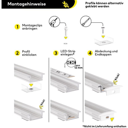 10er 20er Pack 1 m V/ U/YW -förmiges LED Alu Profil LED-Kanalsystem, rechteckiger dreieckiger Lichtschlitz, Aluminiumprofil für Barriereleuchten mit opaler Linsenabdeckung, stranggepresstes Aluminiumprofil-Gehäuserahmen, geeignet für Lichtleisten