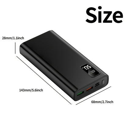 Großes Kapazitäts-Schnellladegerät mit 50.000 mAh, LED-Akku-Anzeige, Typ-C Zwei-Wege-Schnellladung, Fünf Ausgänge und zwei Eingänge, Geeignet für das Laden von iPhone/Android-Elektronikgeräten, Notfall-Stromversorgungs-Batteriepack für den Außenbereich