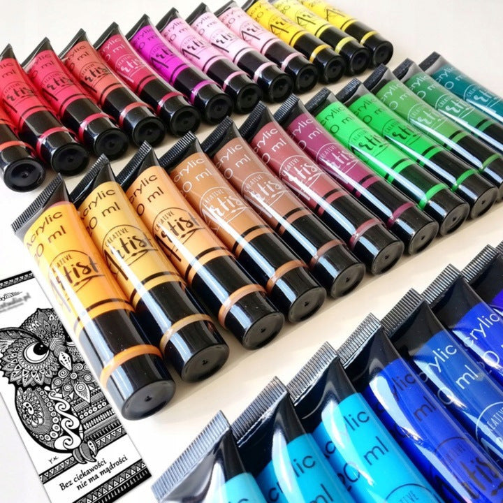 Hochwertiges Acrylfarben-Set, Großes Fassungsvermögen (36 Flaschen x 20 ml), Leuchtende Farben, Einfach zu Mischen, Ungiftig, Hohe Deckkraft, Schnelltrocknend, Wasserfest, Ideal für Profikünstler, Hobbykünstler und Anfänger