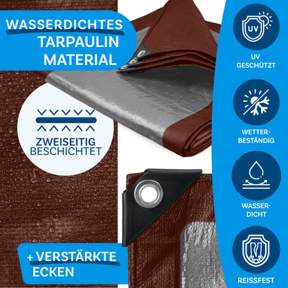 FLOORDIREKT Abdeckplane 140 g/m² - Reißfeste Schutzplane für jedes Wetter - mit Ösen - Wetterfest & Wasserdicht - für Garten, Camping, Bau & Outdoor - in 9 Farben & 12 Größen Erhältlich