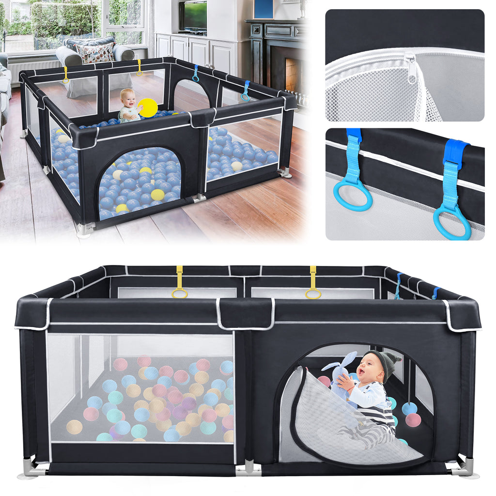 Baby-Laufgitter, Schwarz 127 x 127 cm für Alltag und Zuhause – Hauptansicht