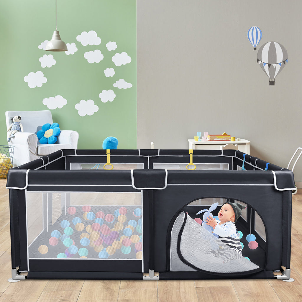 Baby-Laufgitter, Schwarz 127 x 127 cm für Alltag und Zuhause – Detailansicht 8