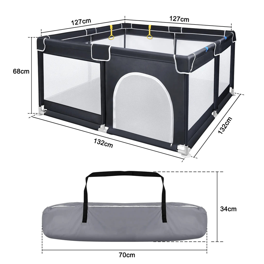 Baby-Laufgitter, Schwarz 127 x 127 cm für Alltag und Zuhause – Detailansicht 12