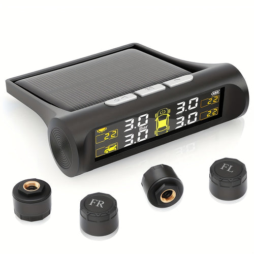 Universal Auto TPMS Reifendruckkontrollsystem, kabelloser externer Sensor, Solarladung, High Definition Digital, LCD Display Autoalarm
