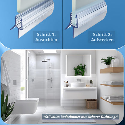 Duschdichtung für Glastüren (5-8mm) – Dichtung Dusche Glastür Transparentes U-Profil mit Milchglas-Dichtlippen