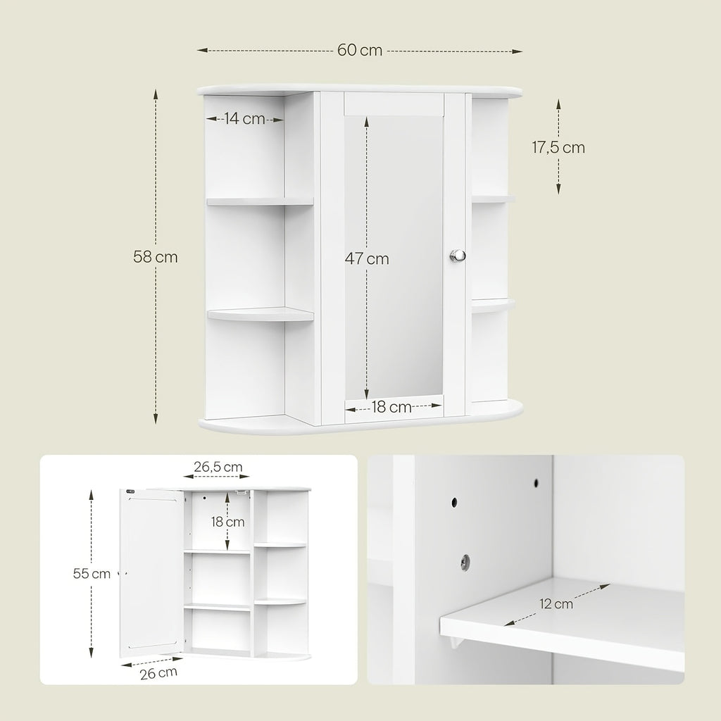 Badezimmer-Spiegelschrank, Weiß für Badezimmer und Haushalt – Detailansicht 2