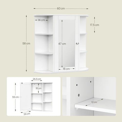 Badezimmer-Spiegelschrank, Weiß für Badezimmer und Haushalt – Detailansicht 2