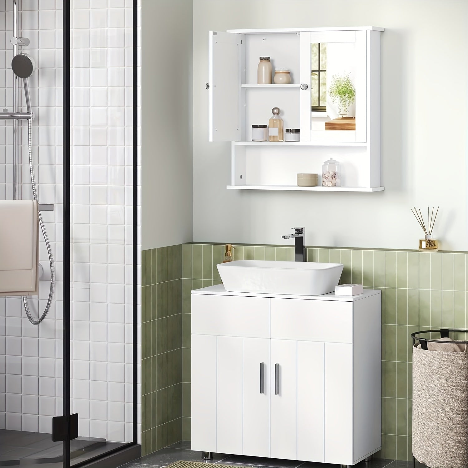 Badezimmer-Spiegelschrank, Weiß für Badezimmer und Haushalt – Detailansicht 7