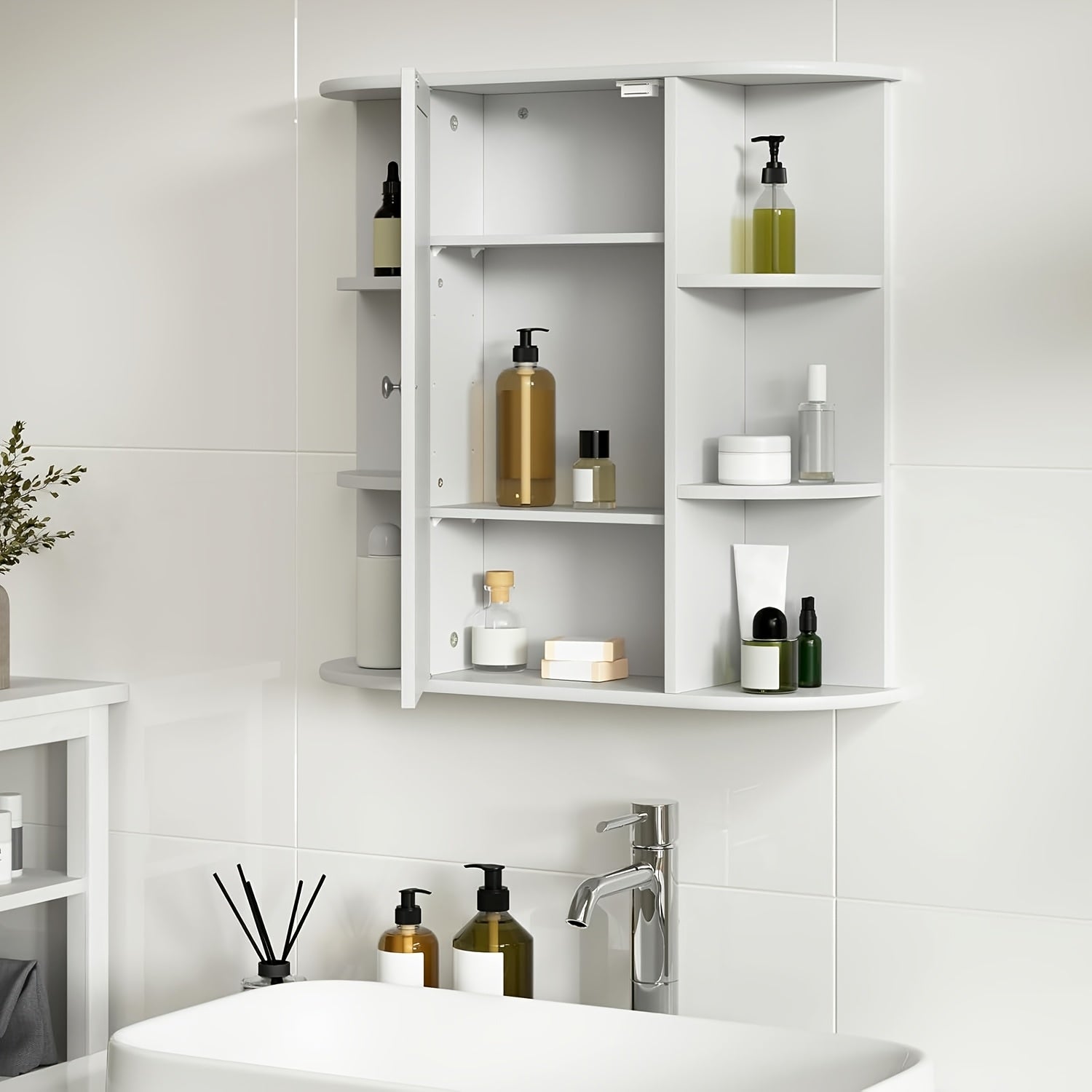 Badezimmer-Spiegelschrank, Weiß für Badezimmer und Haushalt – Detailansicht 12