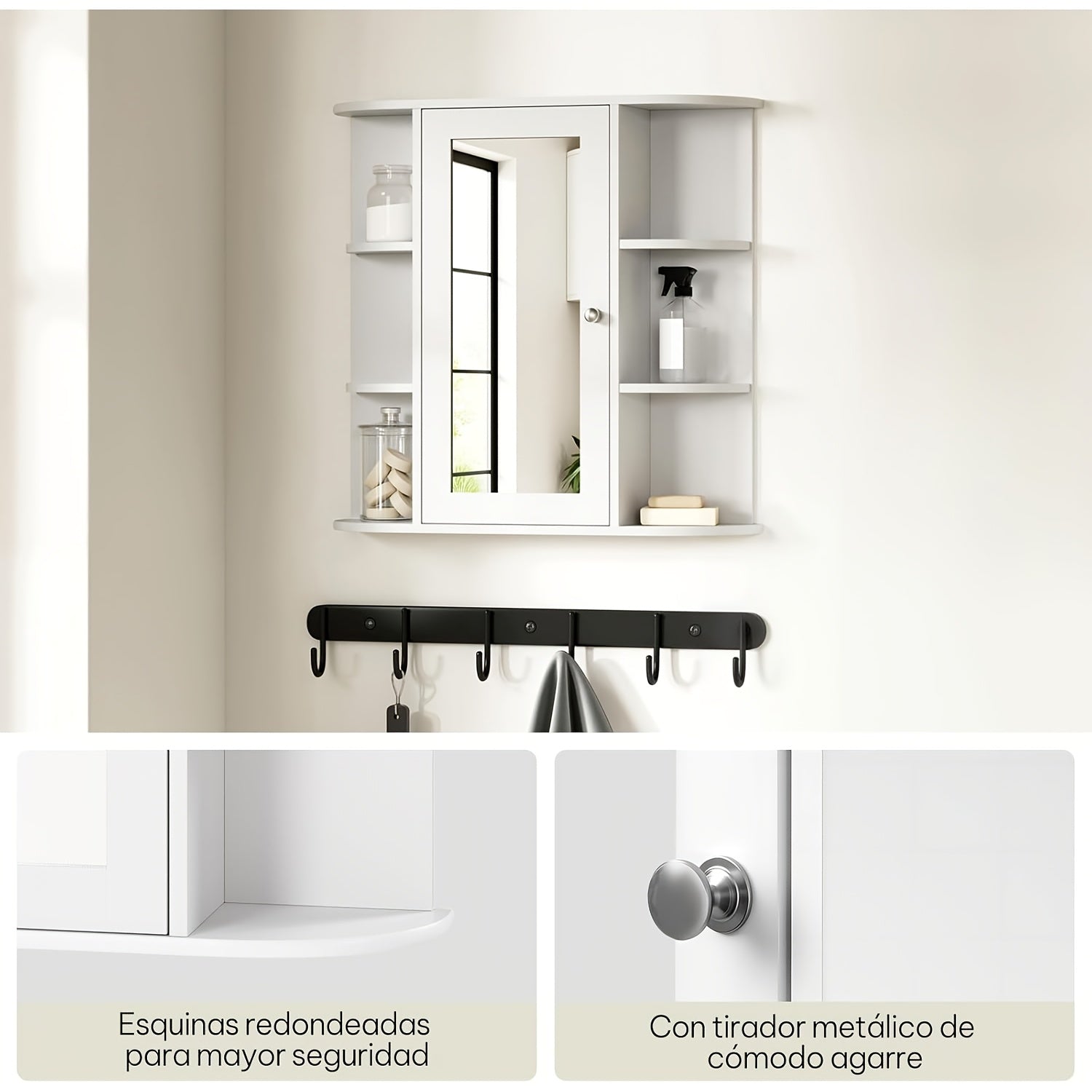 Badezimmer-Spiegelschrank, Weiß für Badezimmer und Haushalt – Detailansicht 13