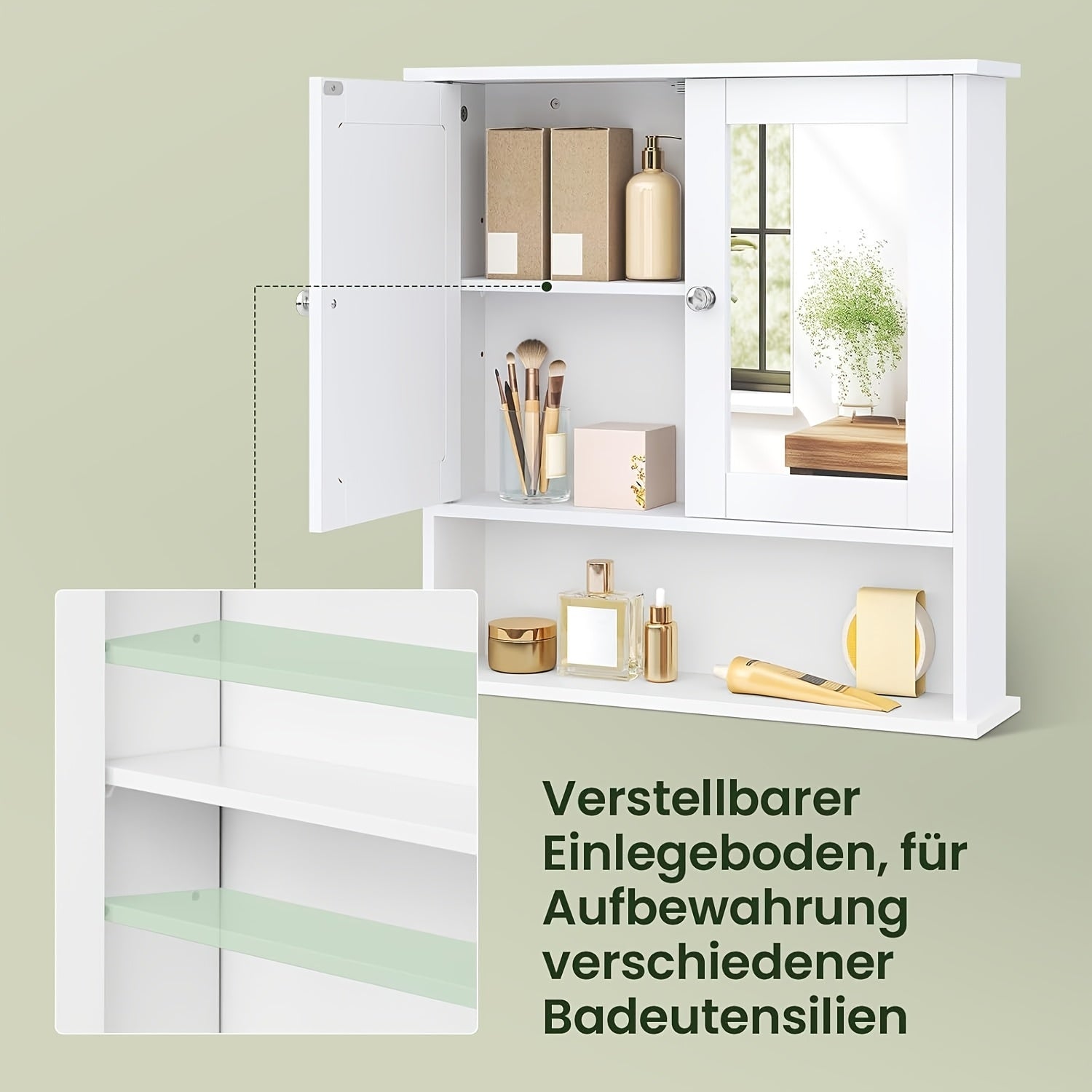 Badezimmer-Spiegelschrank, Weiß für Badezimmer und Haushalt – Detailansicht 14