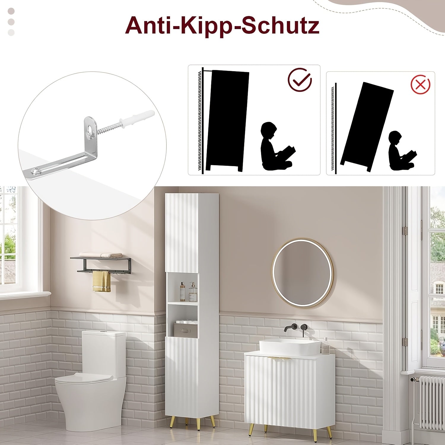 Badezimmerschrank, 1 Stk für Badezimmer und Gäste-WC – Detailansicht 5