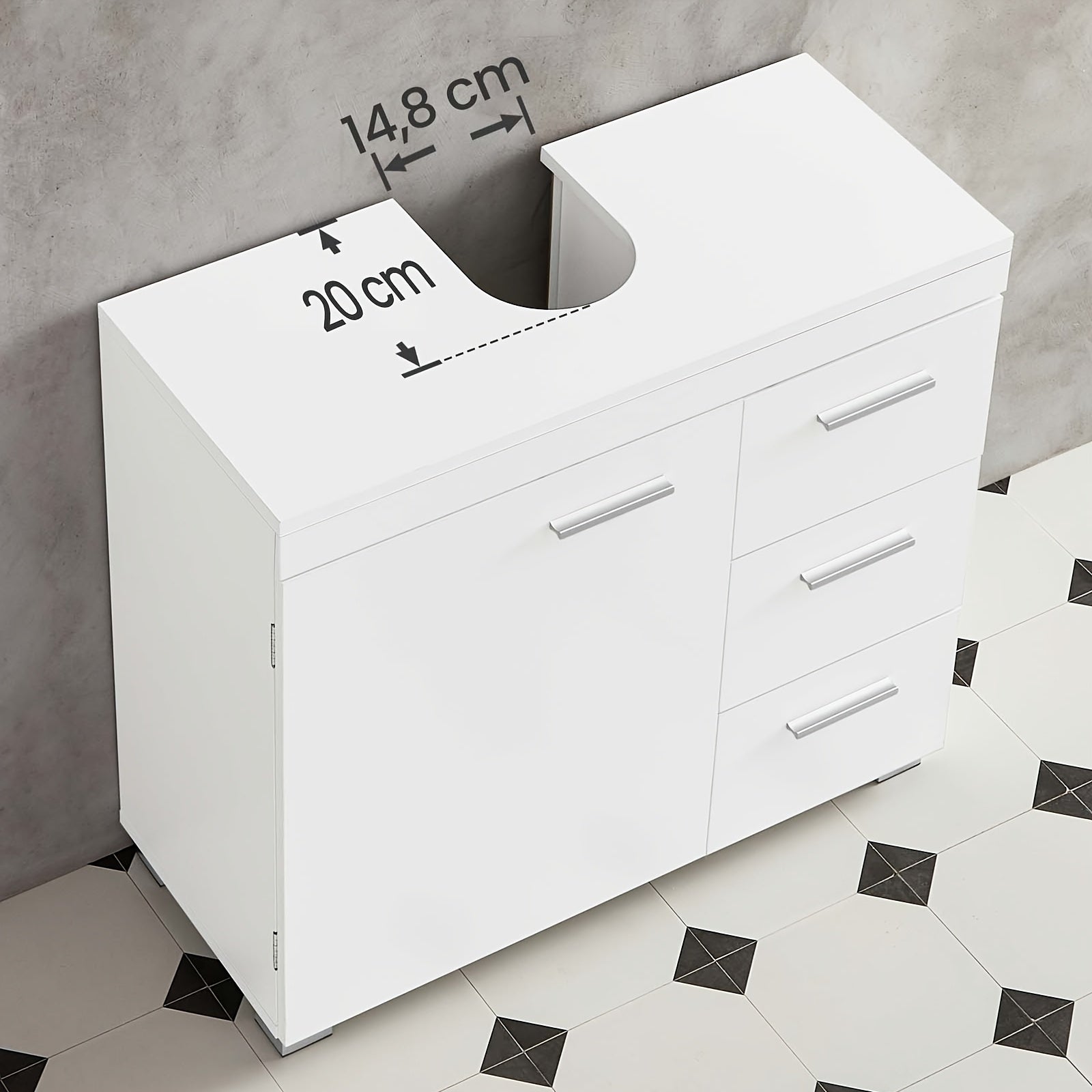 Badezimmerschrank, 2 Fächern hinter der Tür für Gäste-WC und Badezimmer – Detailansicht 2