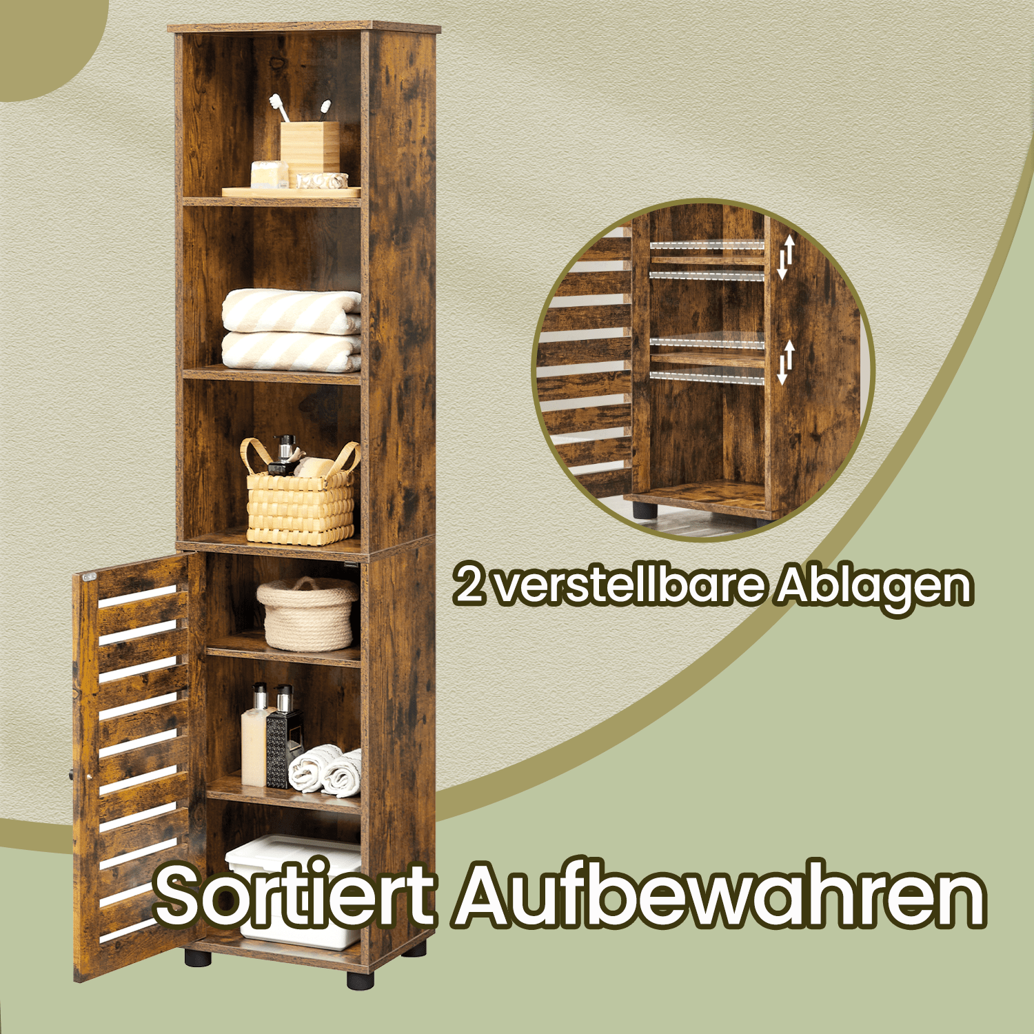 Badezimmerschrank, 2 verstellbare Ablagen für Badezimmer – Detailansicht 17