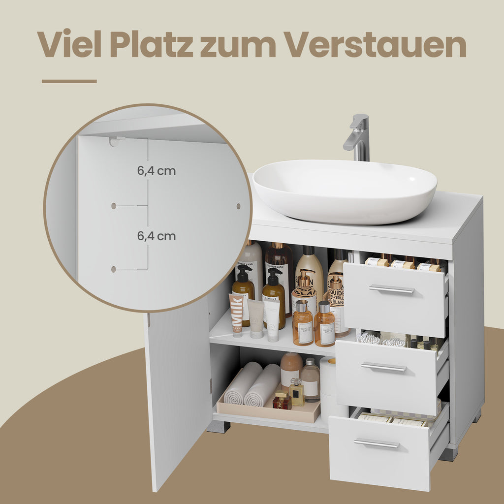 Badezimmerschrank, 3 große Schubladen für Gäste-WC und Badezimmer – Detailansicht 11