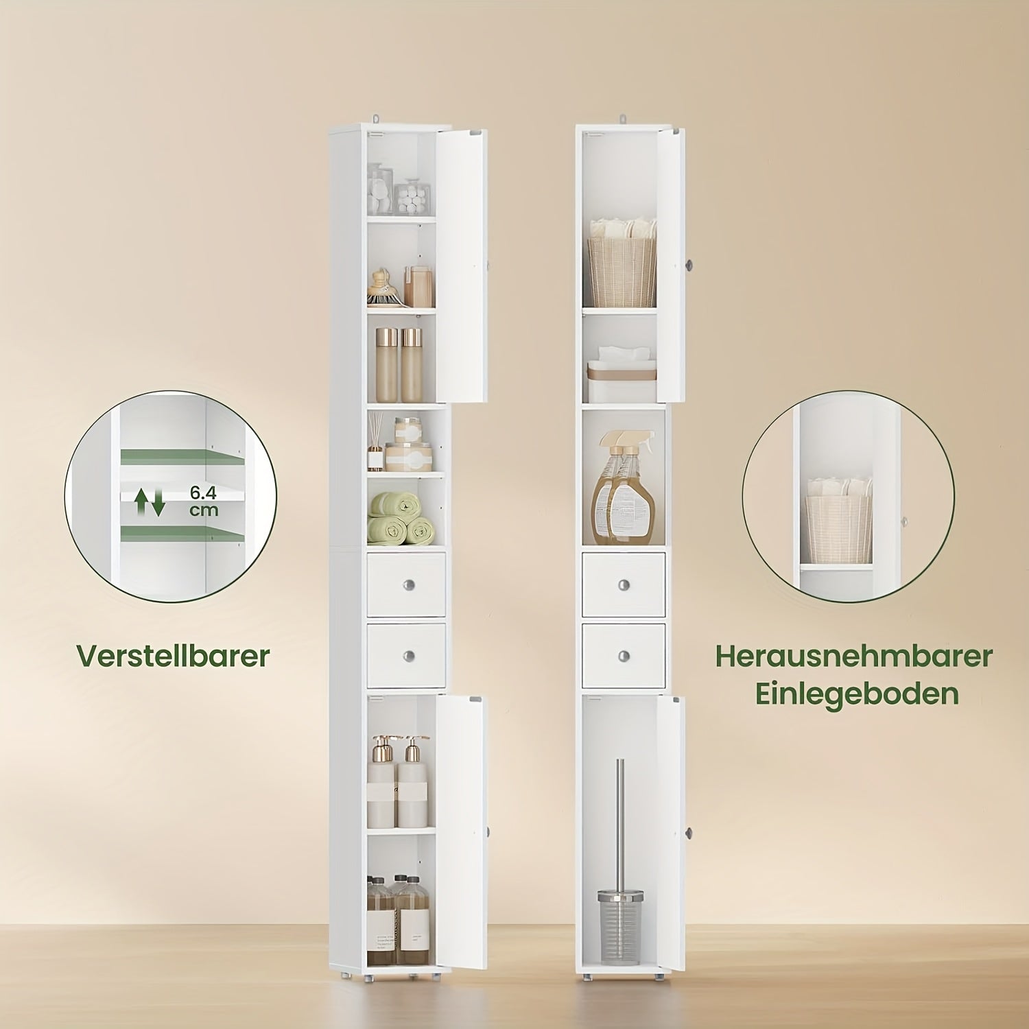 Badezimmerschrank, Weiß für Gäste-WC und Badezimmer – Detailansicht 8