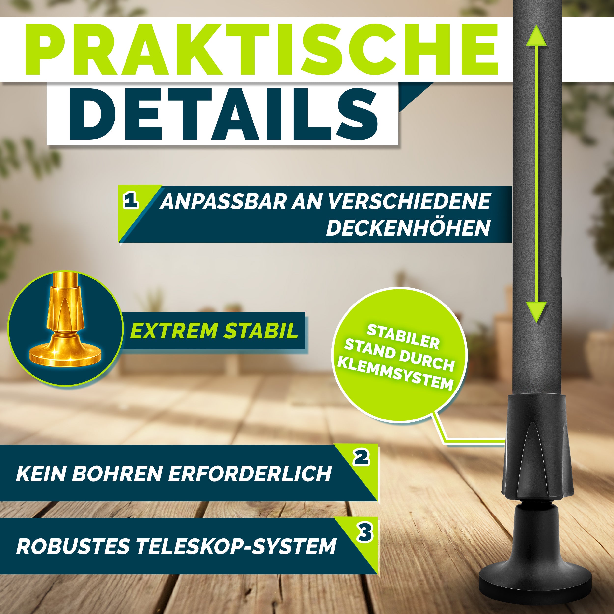 Balkonmarkise, Beige für Balkon – Detailansicht 2