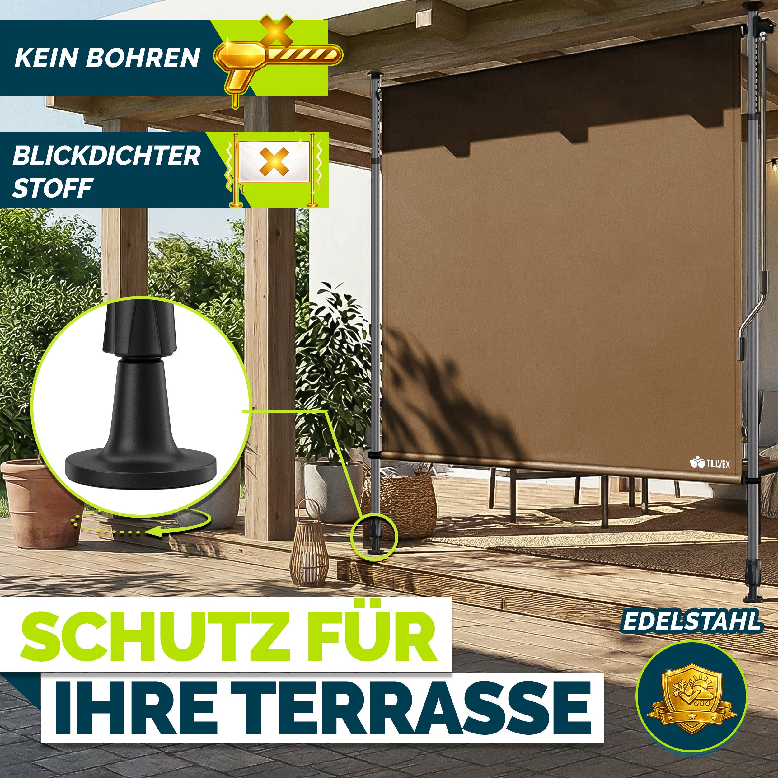 Balkonmarkise, Beige für Balkon – Detailansicht 4