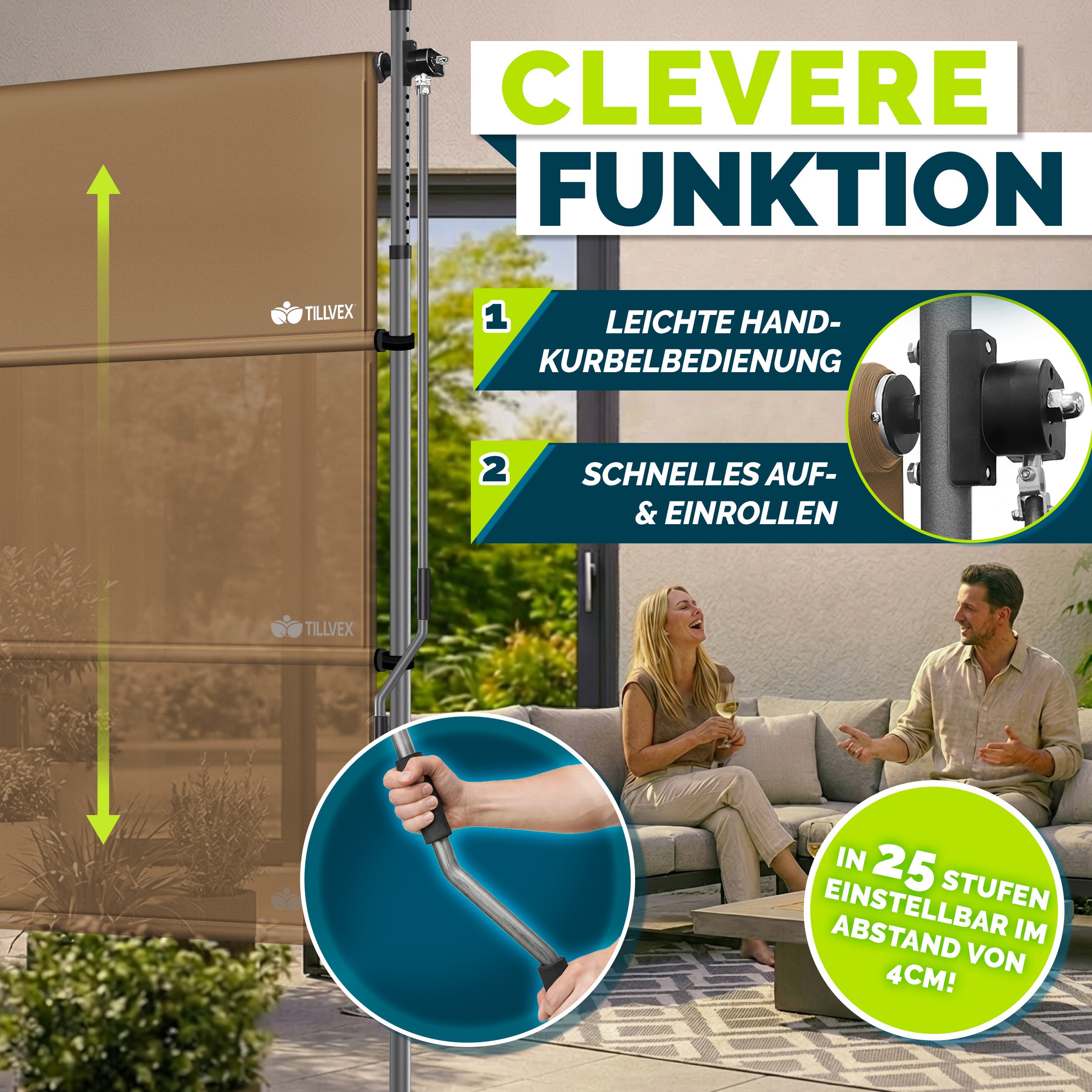 Balkonmarkise, Beige für Balkon – Detailansicht 5