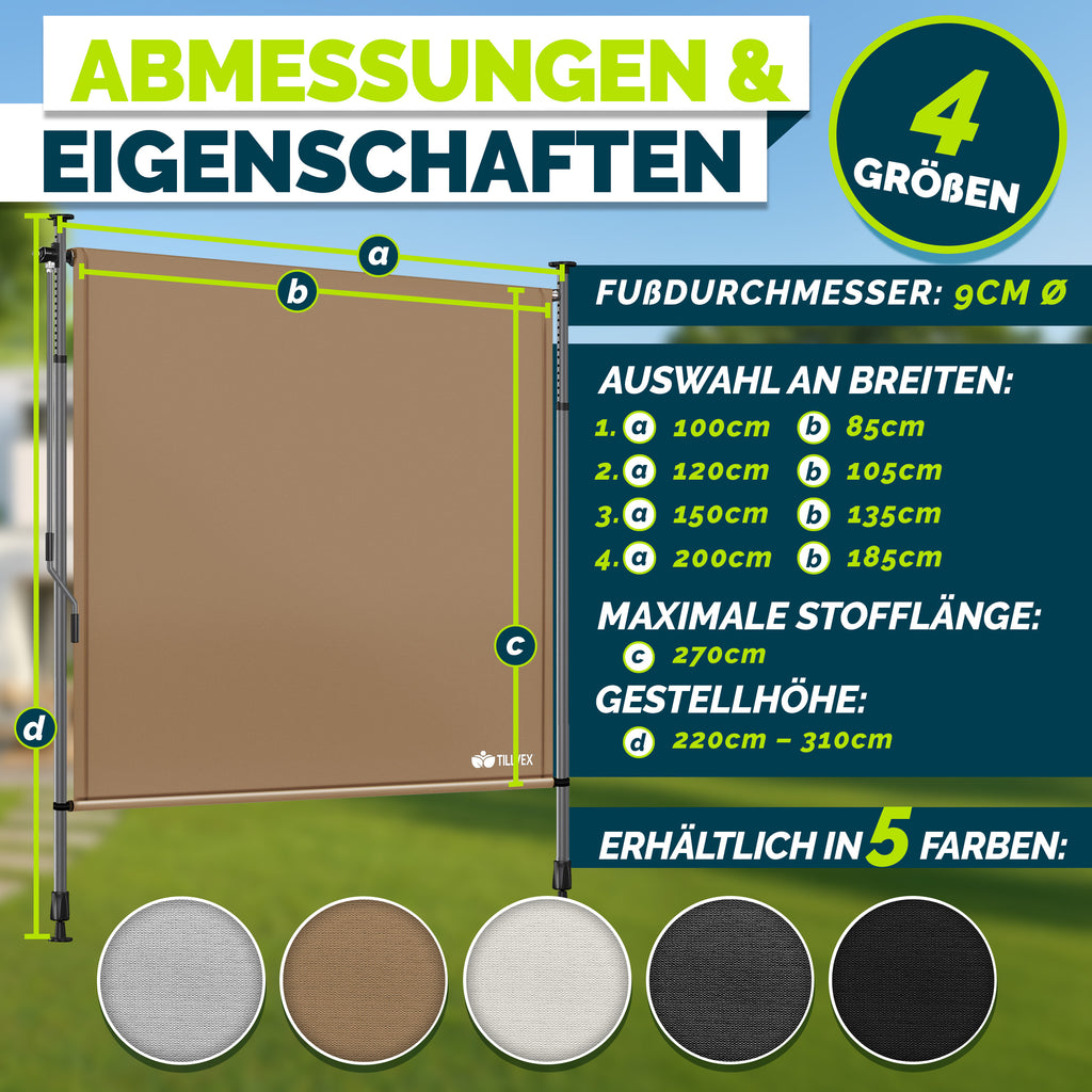Balkonmarkise, Beige für Balkon – Detailansicht 7