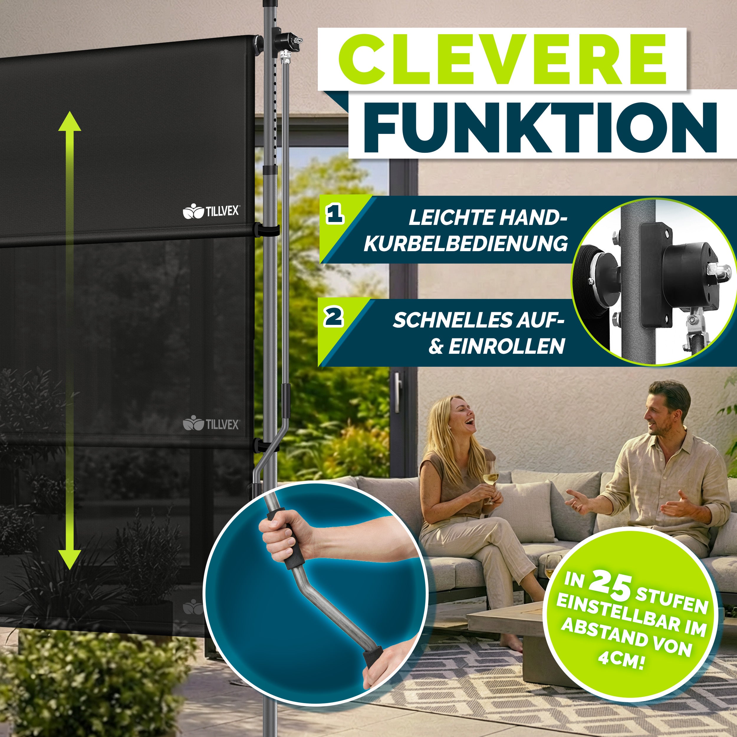 Balkonmarkise, Beige für Balkon – Detailansicht 11