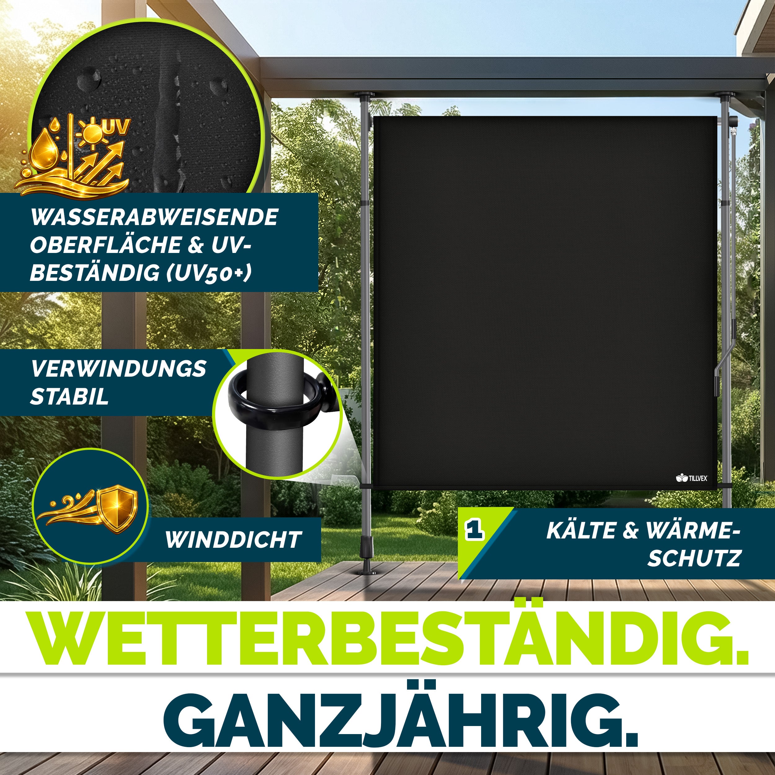 Balkonmarkise, Beige für Balkon – Detailansicht 12