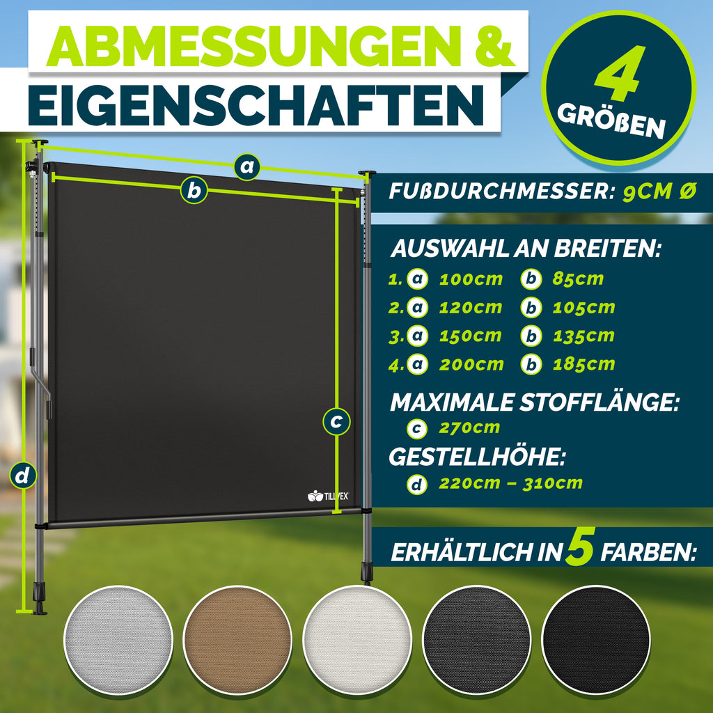 Balkonmarkise, Beige für Balkon – Detailansicht 13