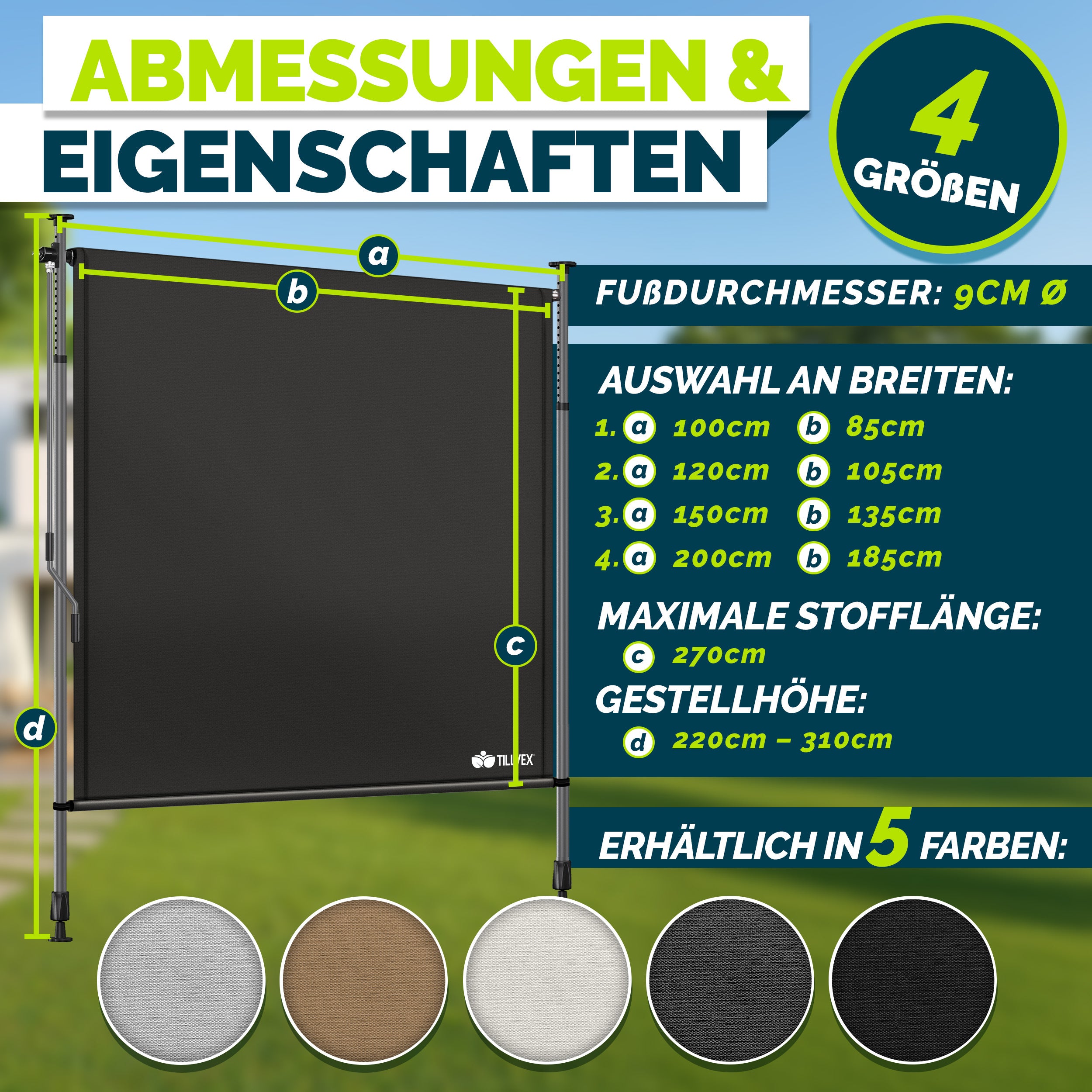Balkonmarkise, Beige für Balkon – Detailansicht 13