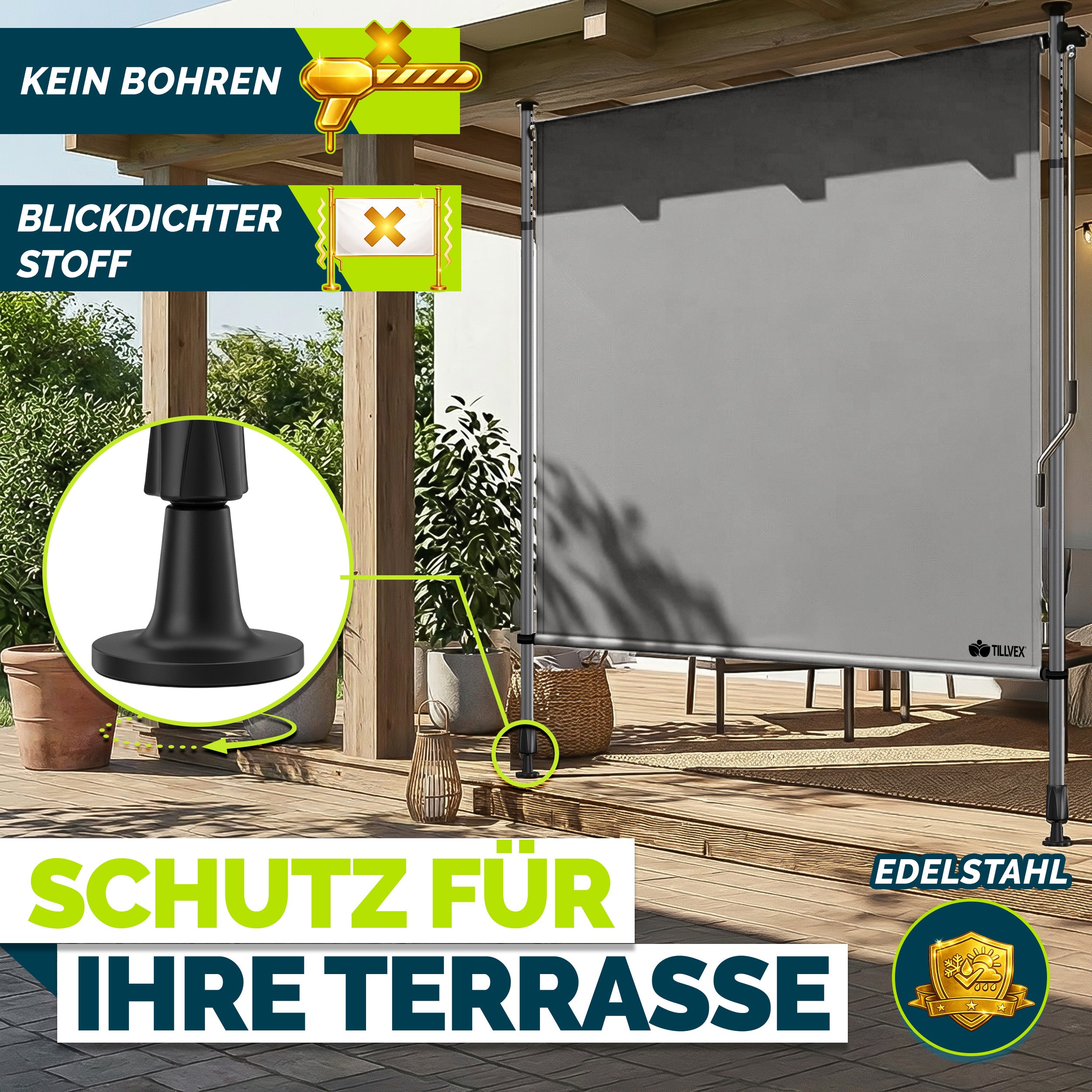 Balkonmarkise, Beige für Balkon – Detailansicht 16