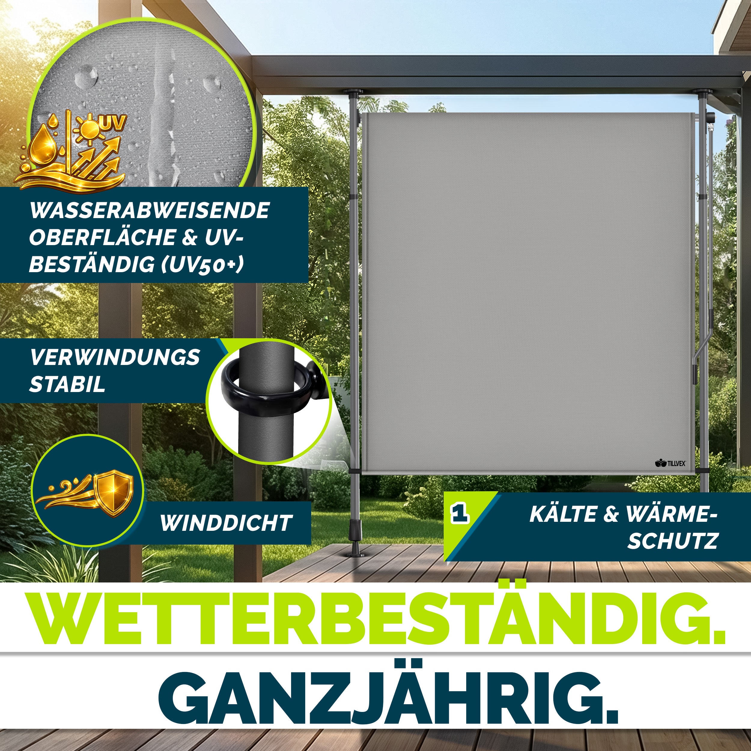 Balkonmarkise, Beige für Balkon – Detailansicht 18