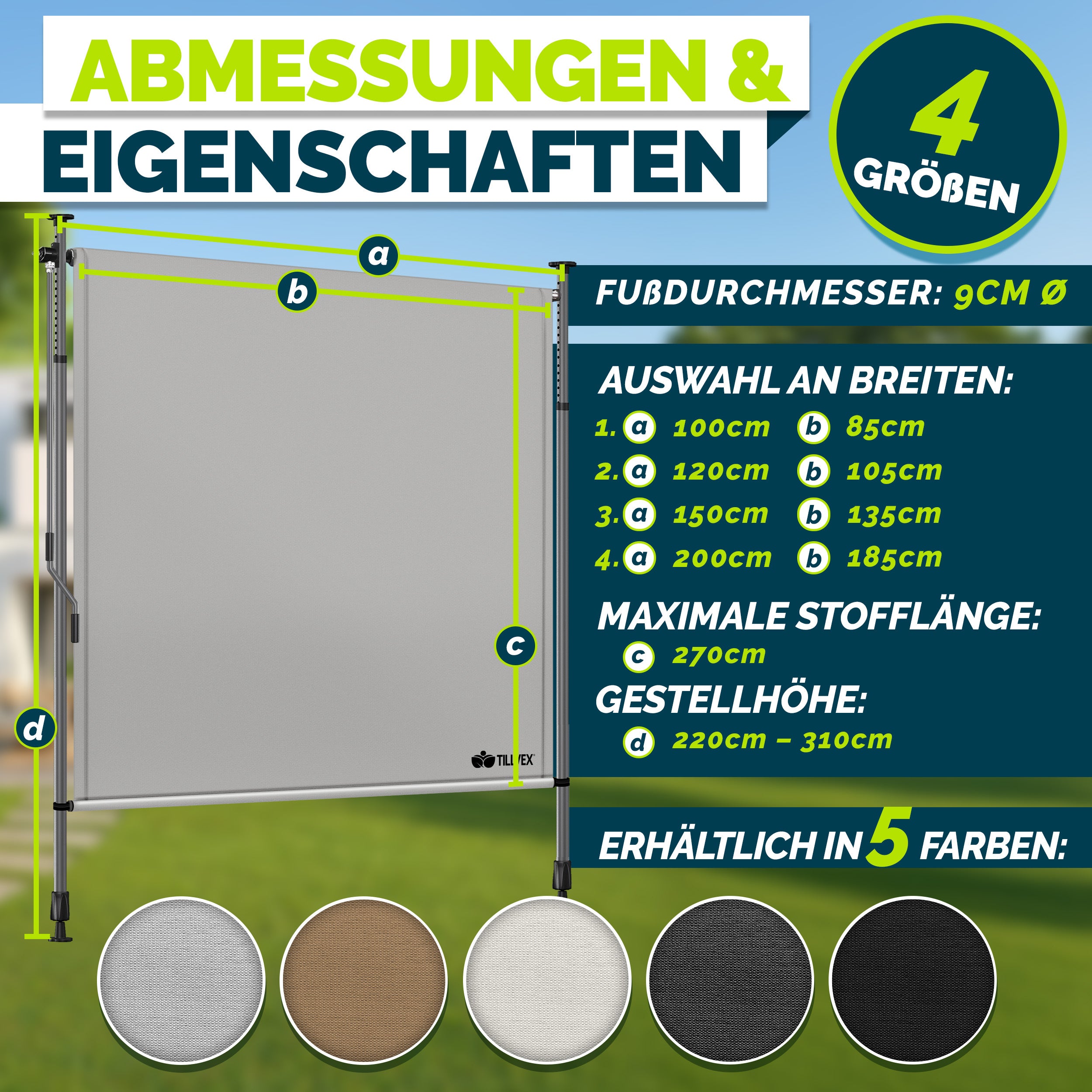 Balkonmarkise, Beige für Balkon – Detailansicht 19
