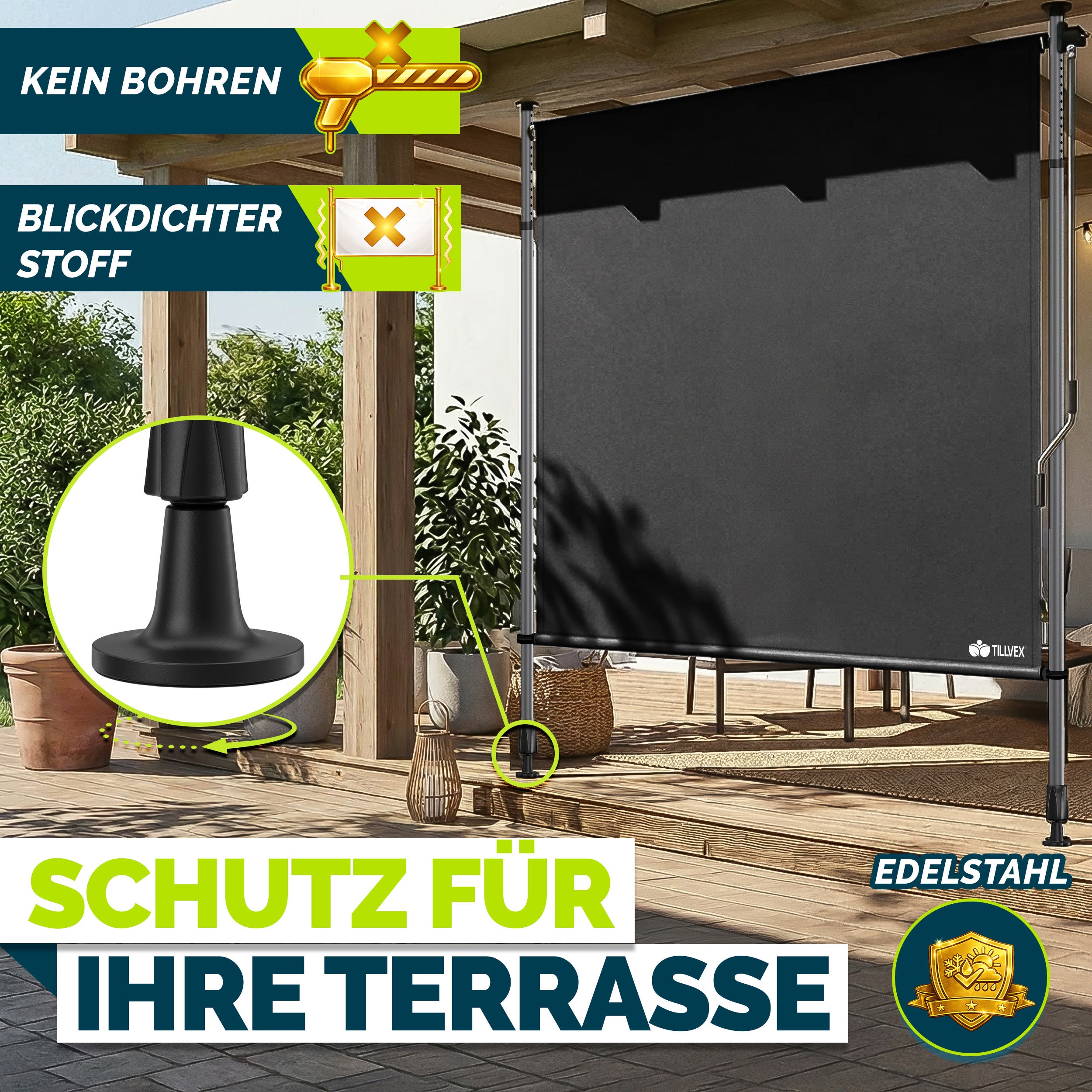 Balkonmarkise, Beige für Balkon – Detailansicht 22