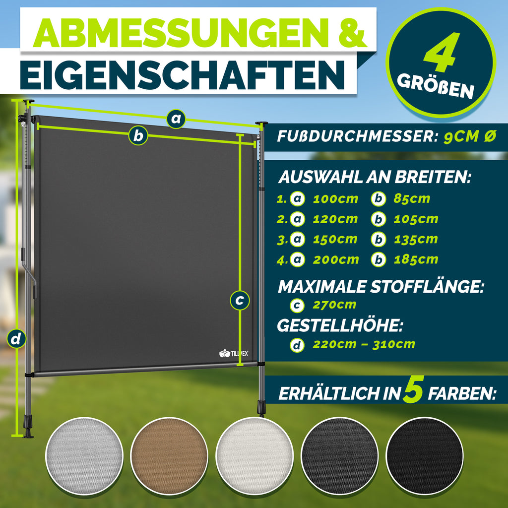 Balkonmarkise, Beige für Balkon – Detailansicht 25