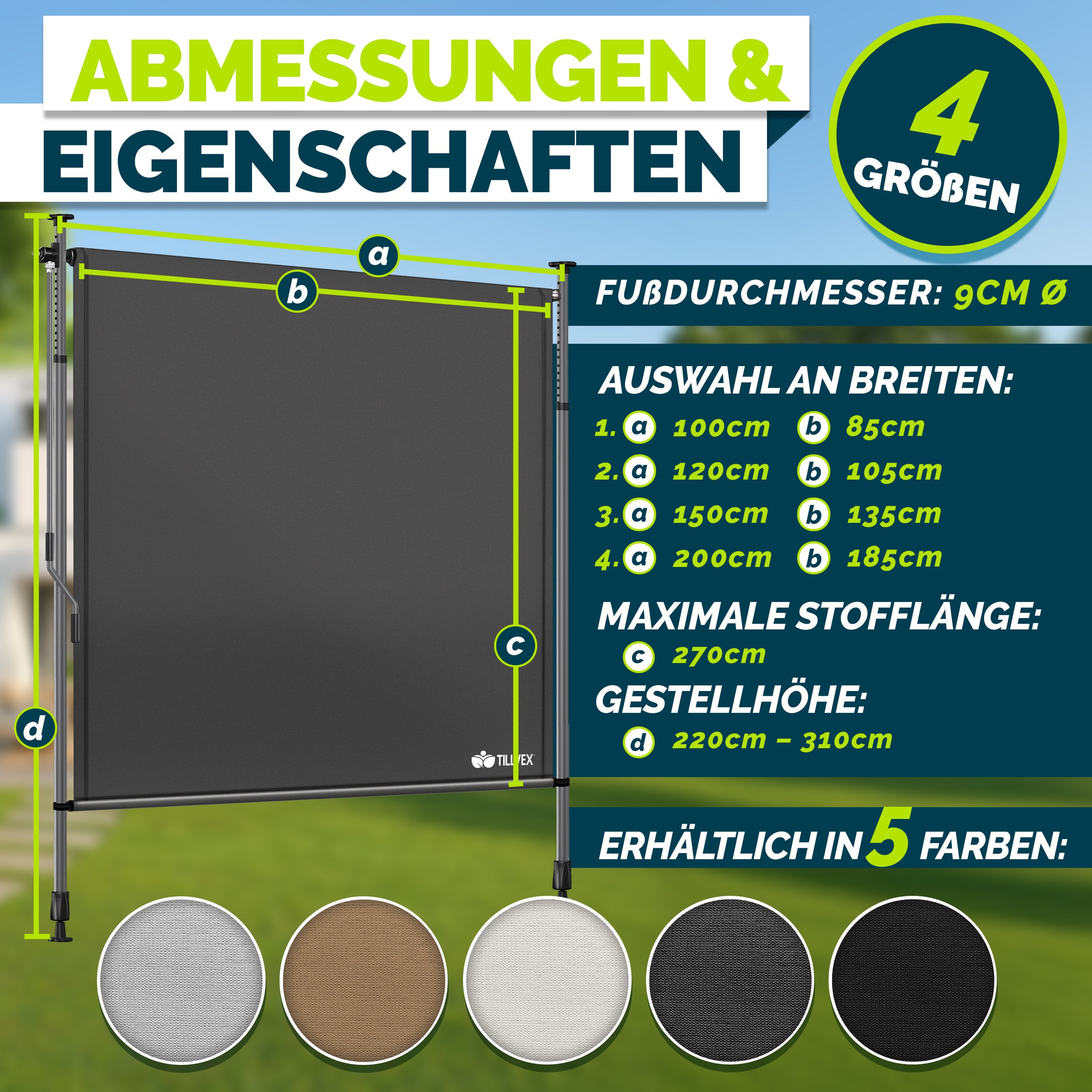 Balkonmarkise, Beige für Balkon – Detailansicht 25