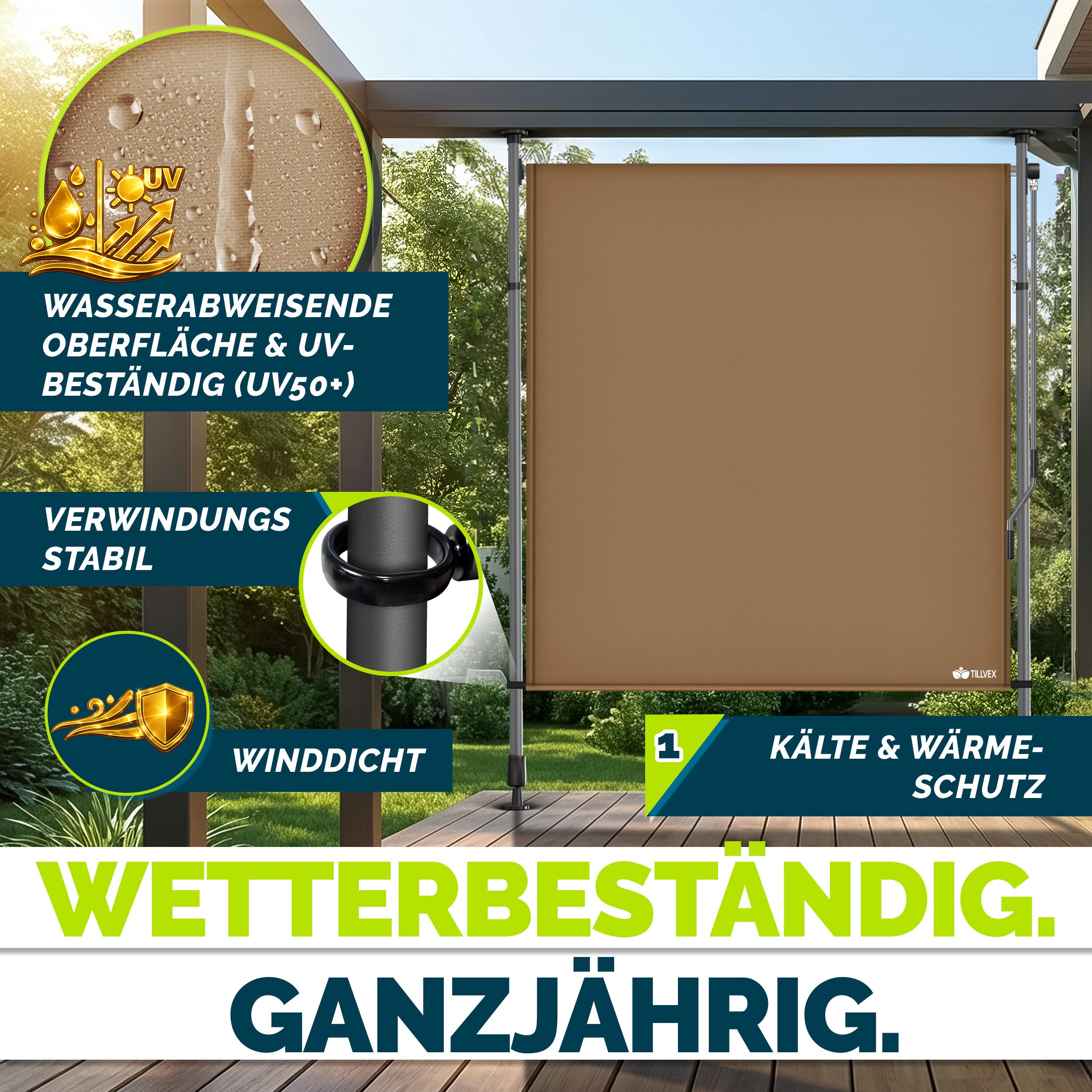 Balkonmarkise, Grau für Balkon und Terrasse – Detailansicht 6