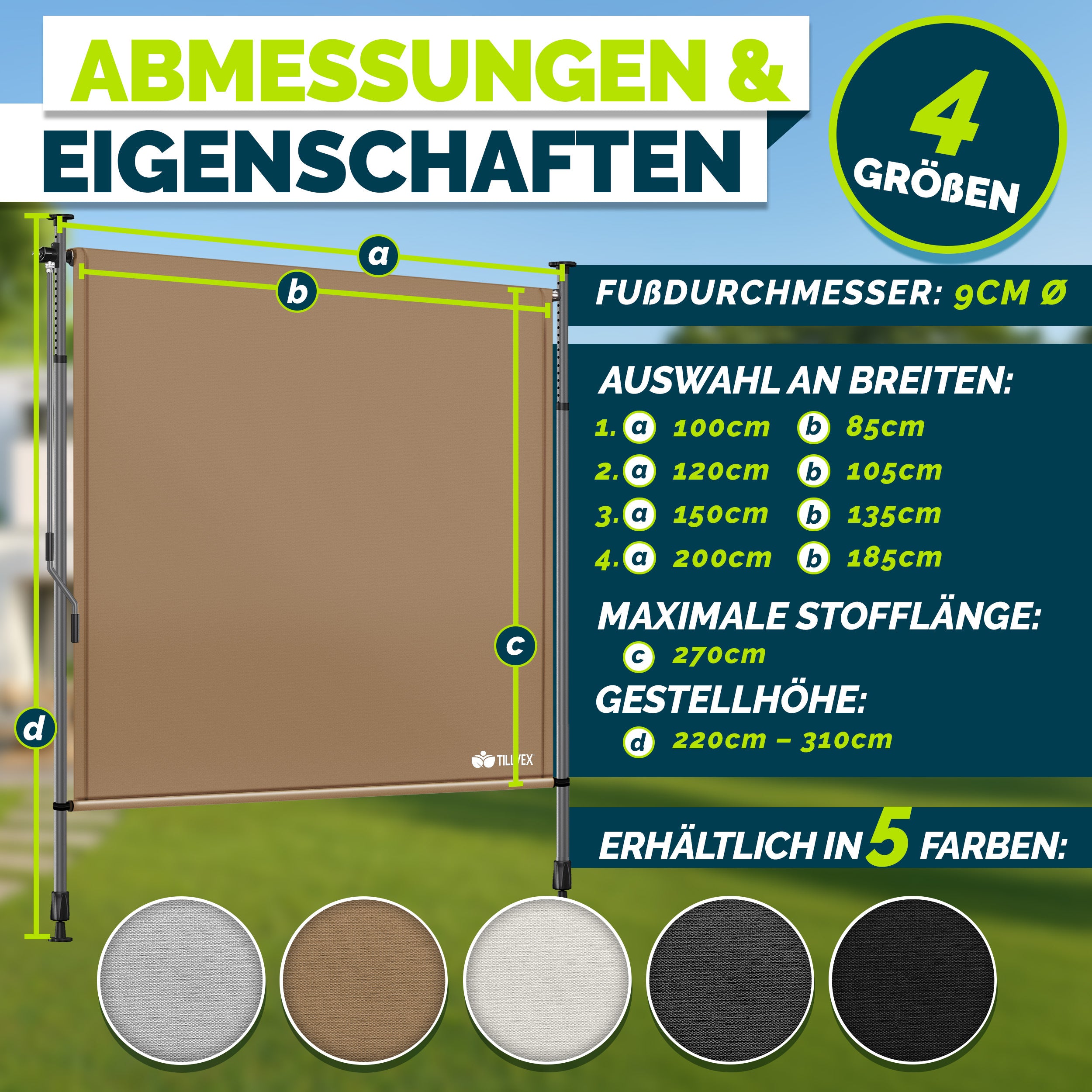 Balkonmarkise, Grau für Balkon und Terrasse – Detailansicht 7