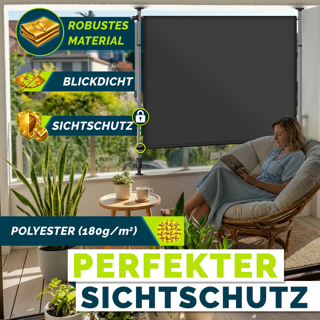 Balkonmarkise, Grau für Balkon und Terrasse – Detailansicht 21